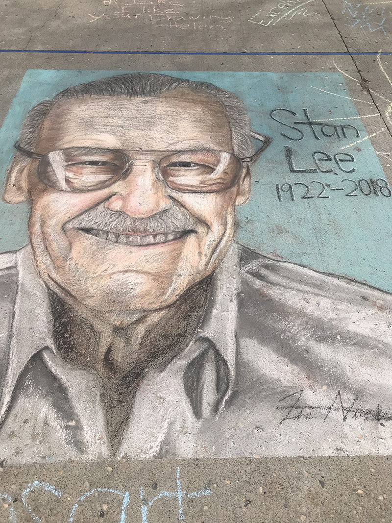 Stan Lee Chalk Drawing